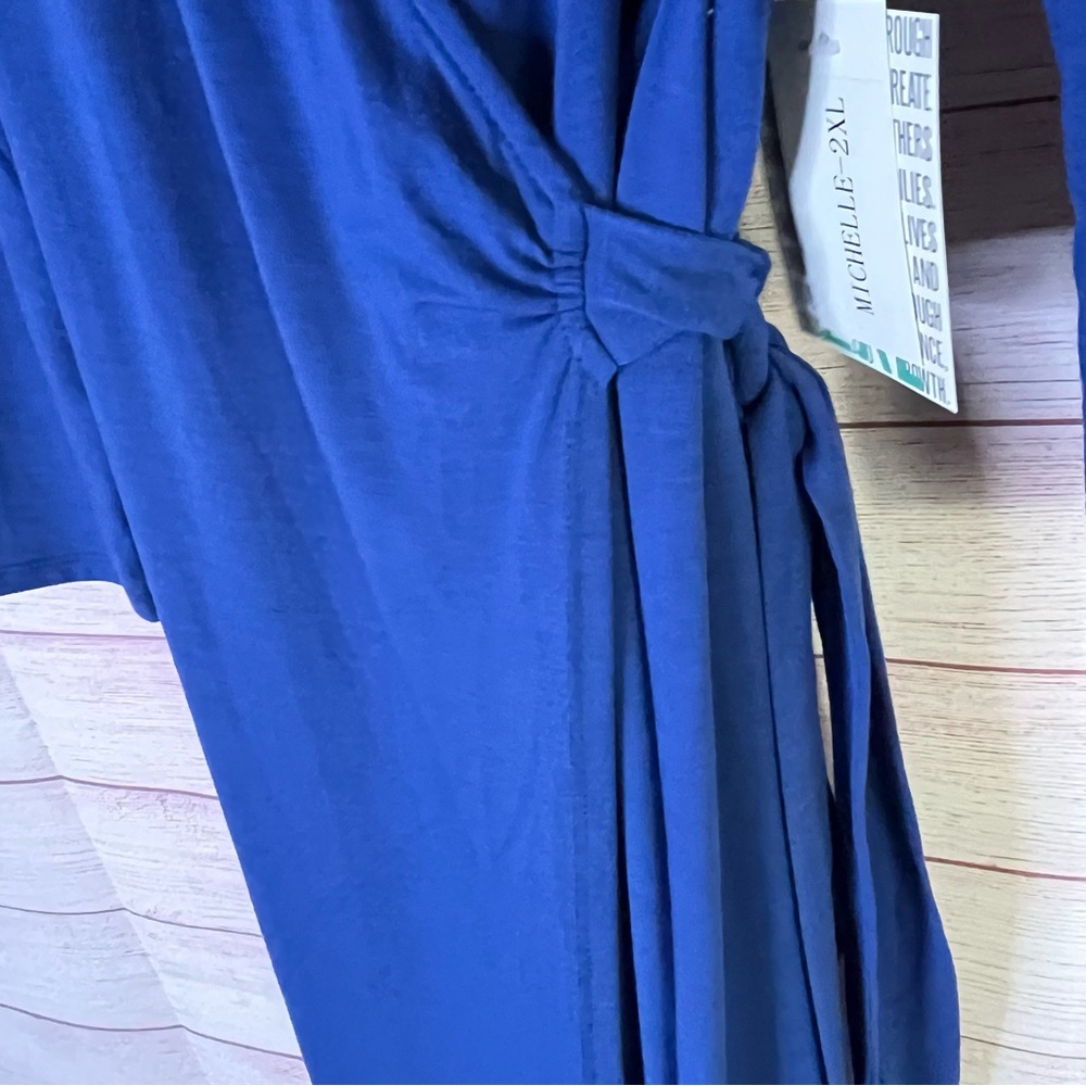 LulaRoe Michelle Blue NWT Wrapped Dress Size 2XL‎ - Picture 5 of 6